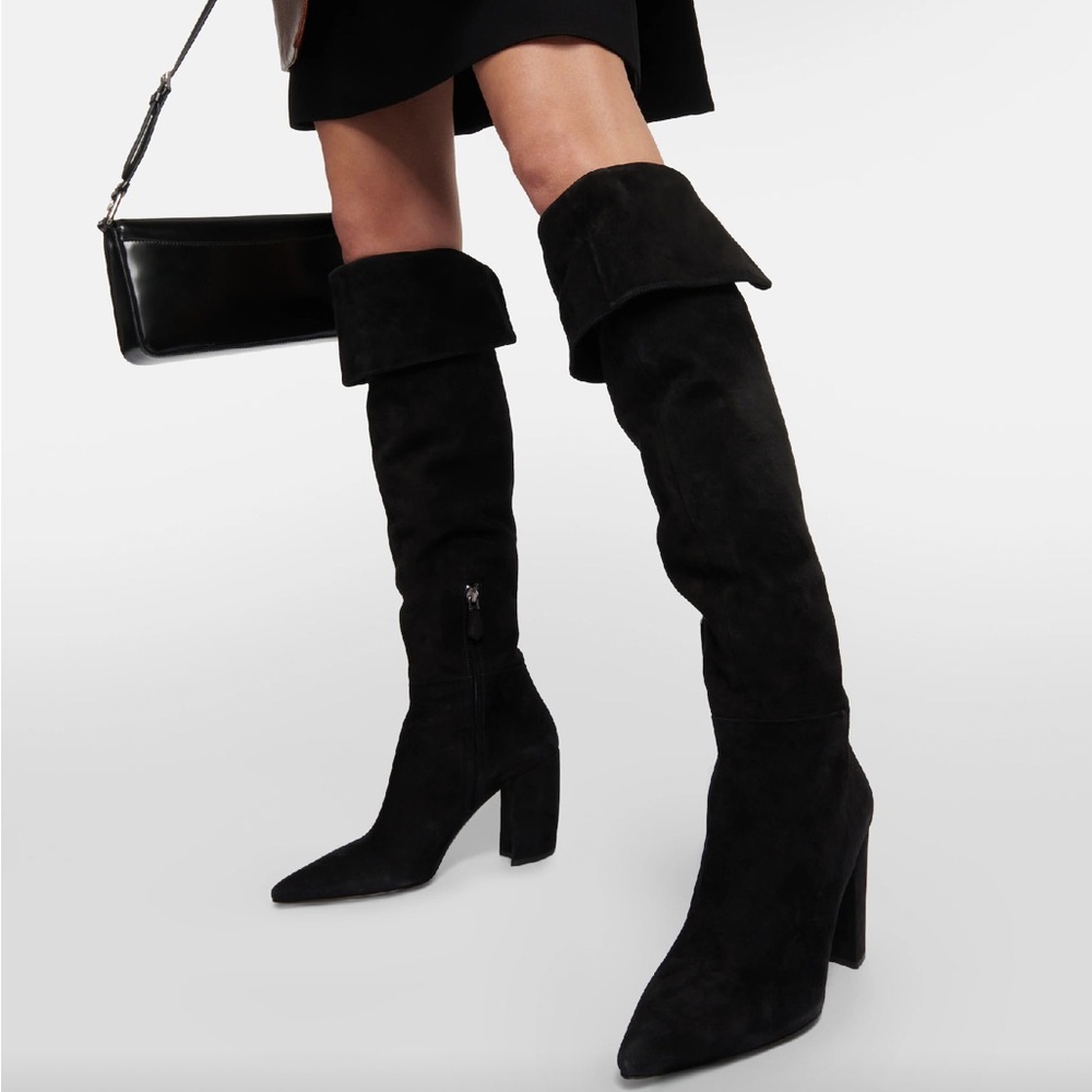 Black Suede Over-the-Knee Boots